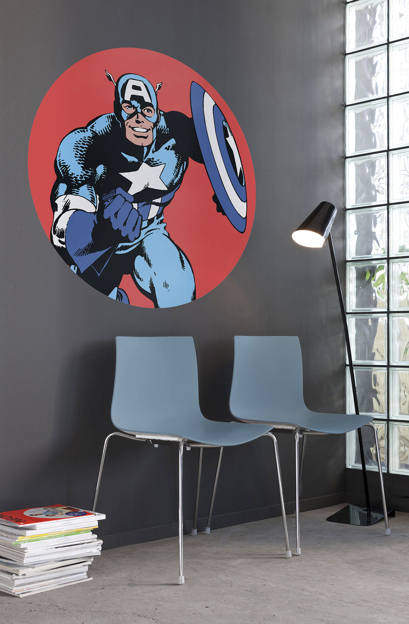 Komar Wandtattoo "selbstklebendes Vlies, Marvel PowerUp Captain America, Gr günstig online kaufen