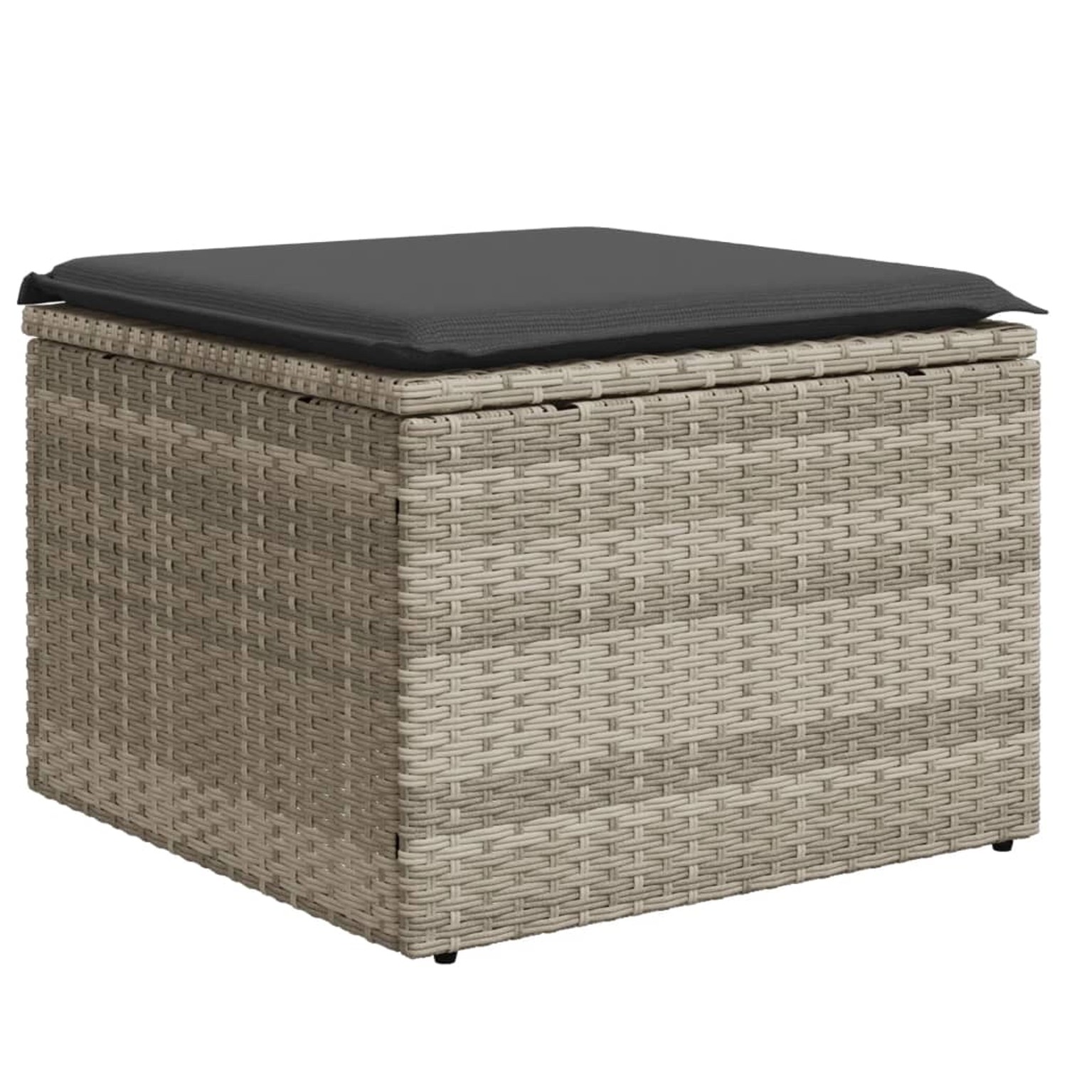 vidaXL Gartenhocker mit Kissen Hellgrau 55x55x37 cm Poly Rattan günstig online kaufen