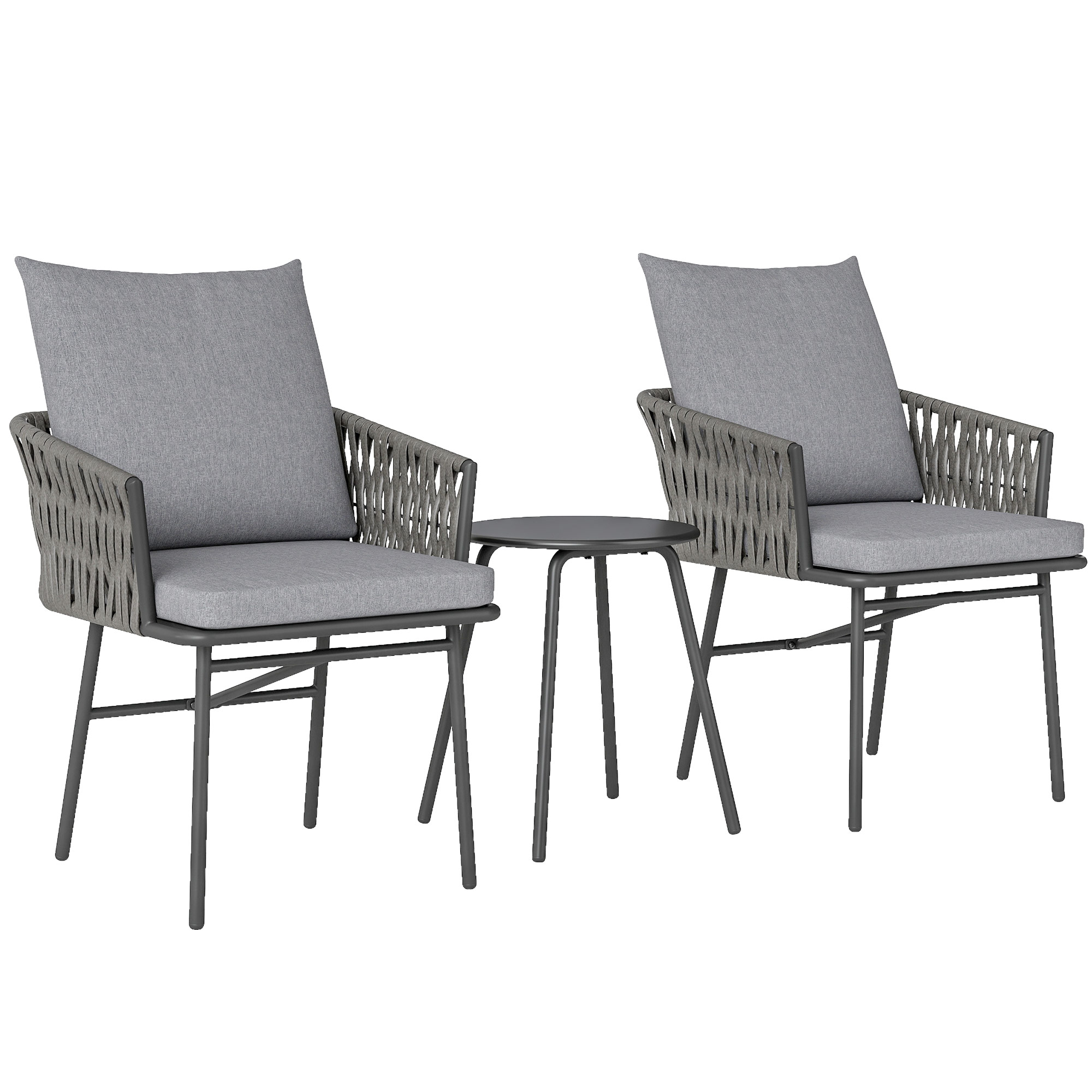 Outsunny 3-tlg. Rattan Bistroset, Sitzgruppe, Gartengarnitur mit 2 Gartense günstig online kaufen