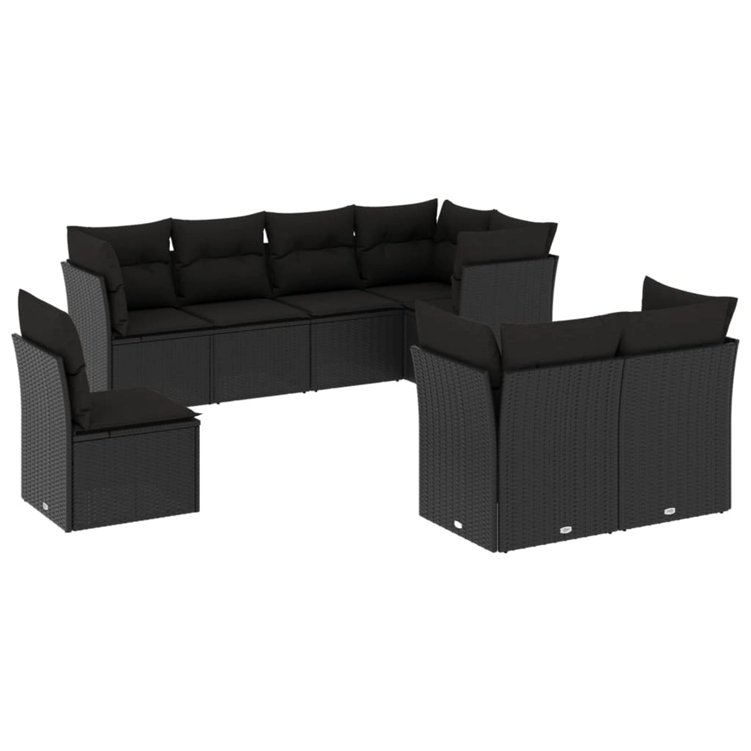 vidaXL 8-tlg Garten-Sofagarnitur mit Kissen Schwarz Poly Rattan Modell 29 günstig online kaufen