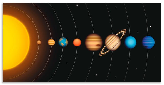Artland Wandbild "Vector Sonnensystem mit Planeten", Sonnensystem, (1 St.), günstig online kaufen