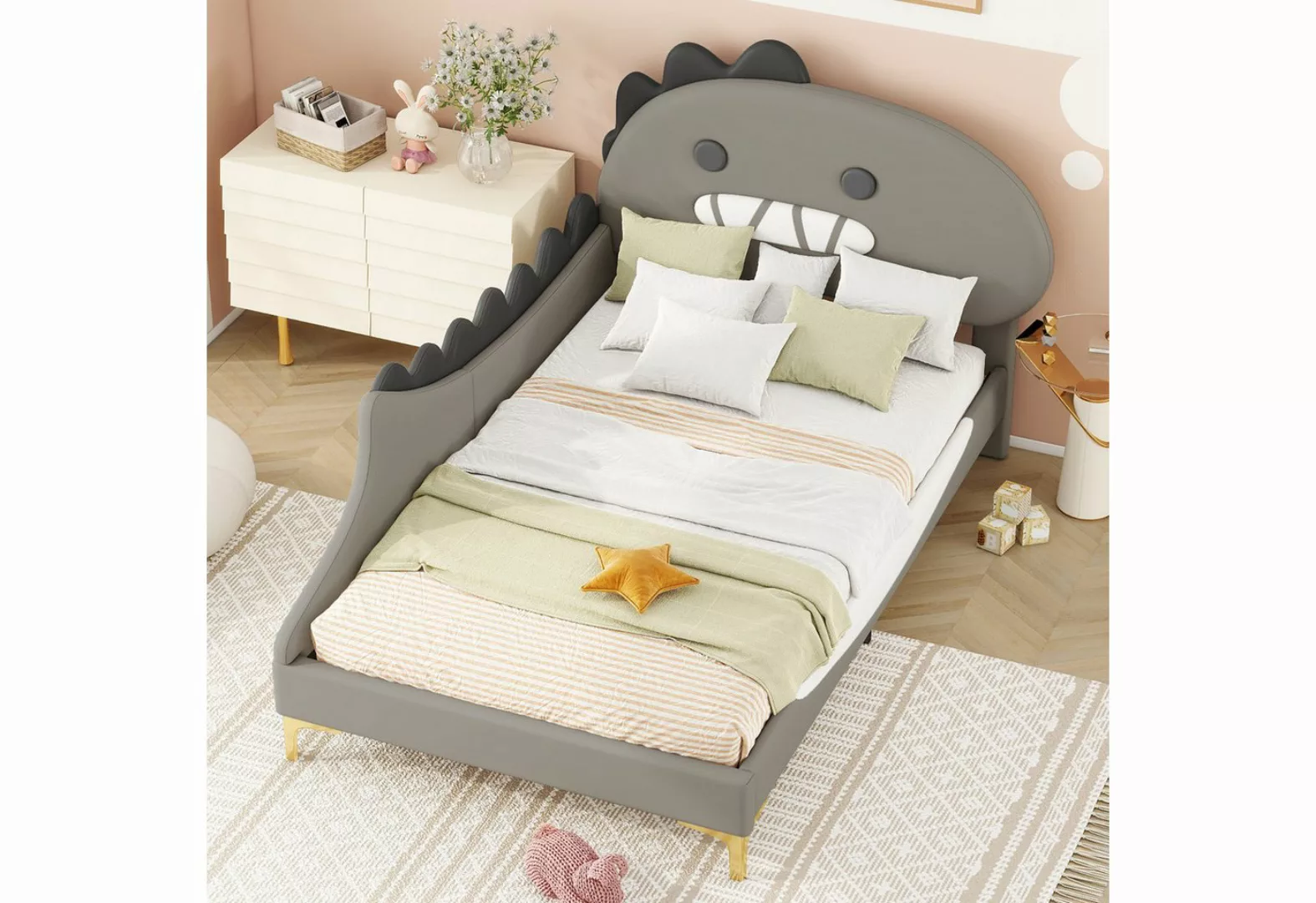 Gotagee Kinderbett Modern Flachbett 90x200cm Einzelbett Dinosaurier Form Po günstig online kaufen