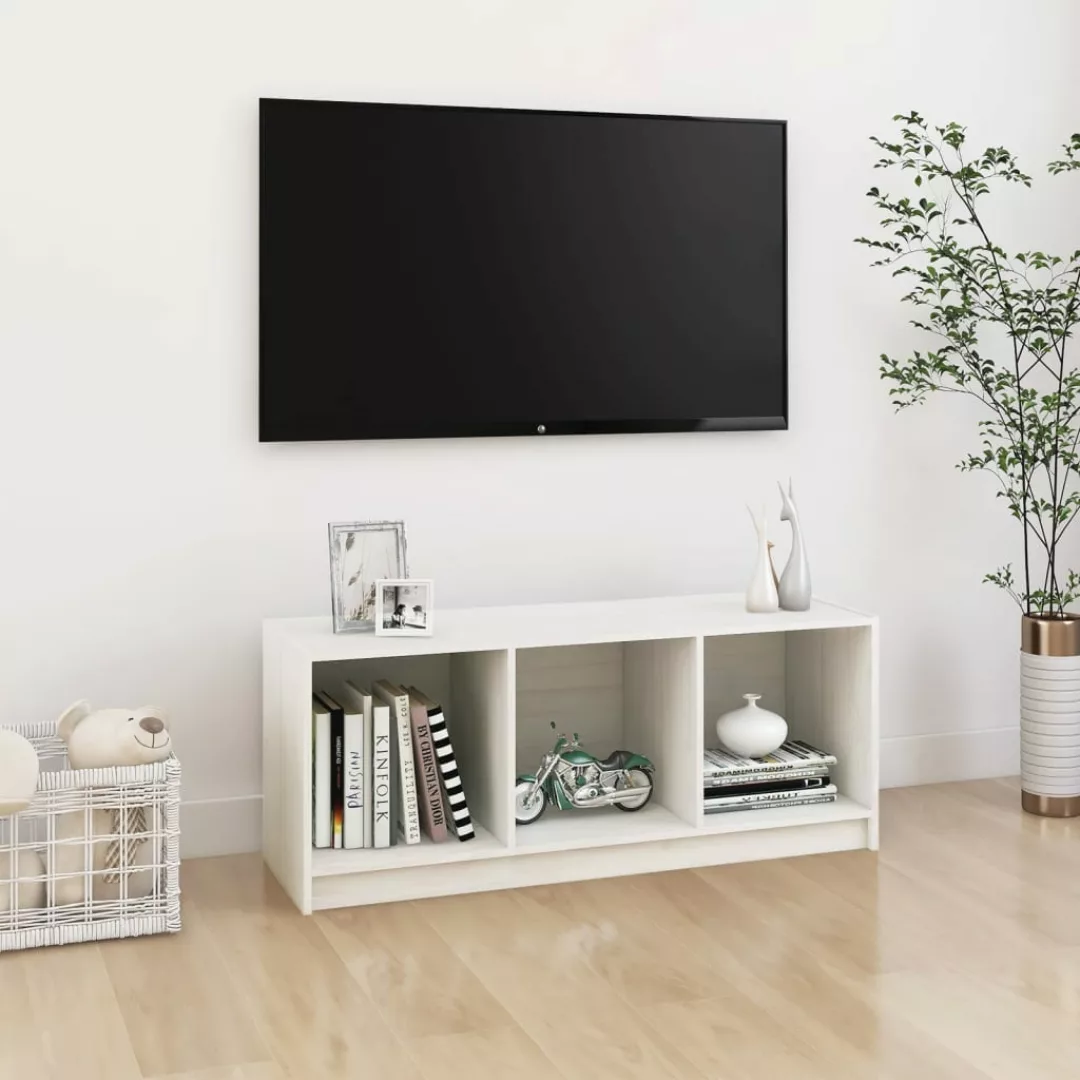 vidaXL TV-Schrank TV-Schrank Weiß 104x33x41 cm Massivholz Kiefer Lowboard günstig online kaufen