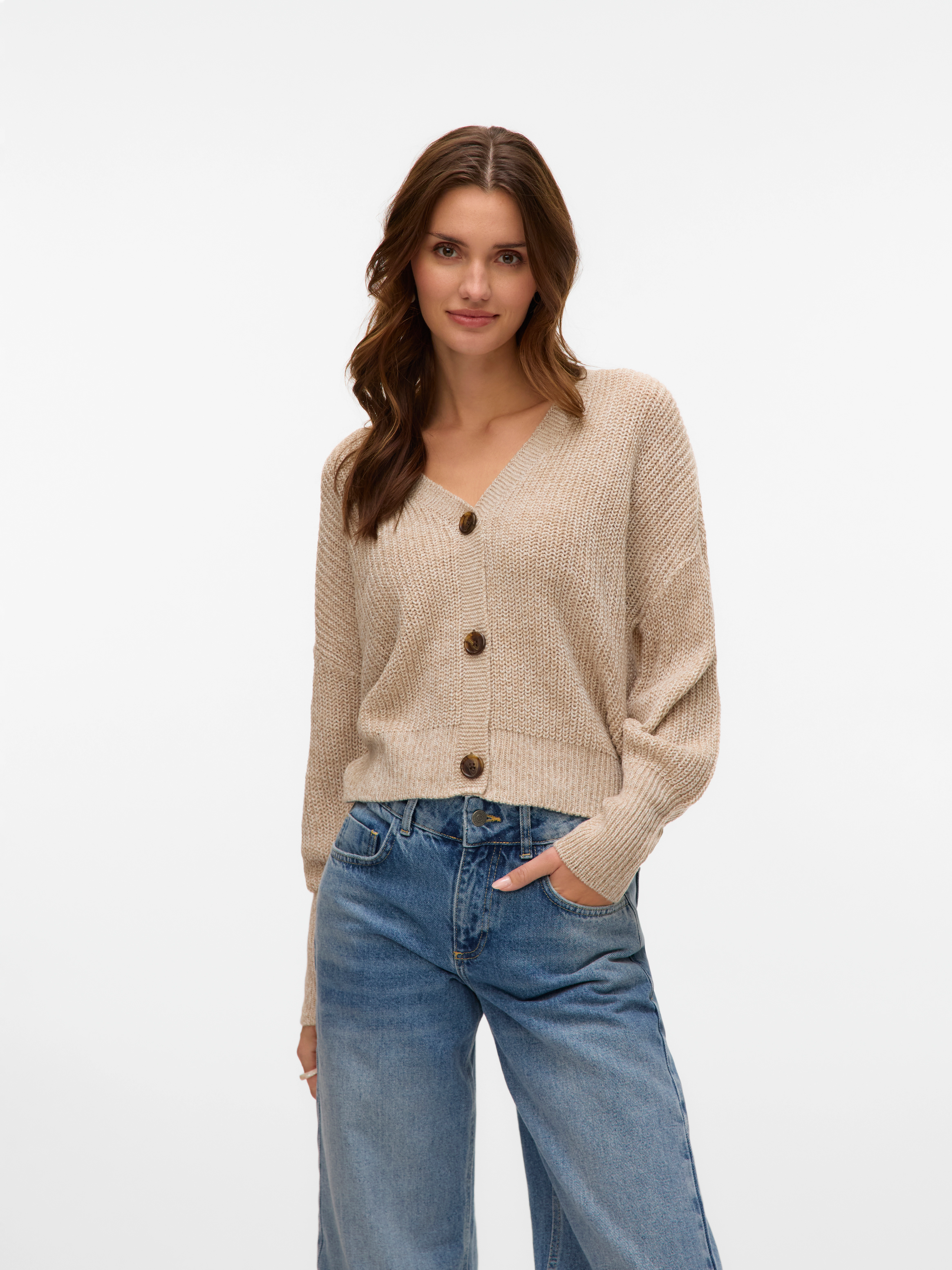 Vero Moda Strickjacke "VMLEA LS V-NECK CUFF CARDIGAN" günstig online kaufen