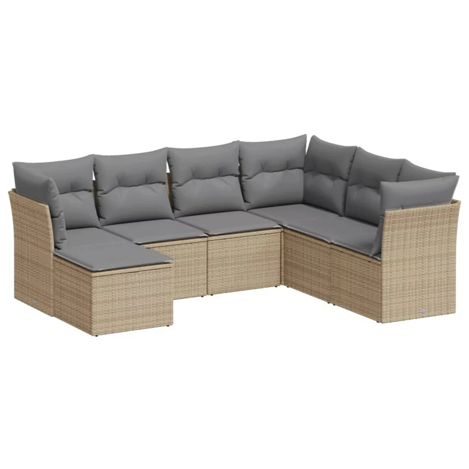 vidaXL 7-tlg Garten-Sofagarnitur mit Kissen Beige Poly Rattan Modell 66 günstig online kaufen