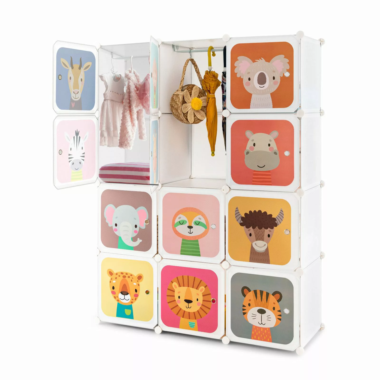 KOMFOTTEU Kleiderständer, Kleiderschrank Kinderregal mit Türen günstig online kaufen