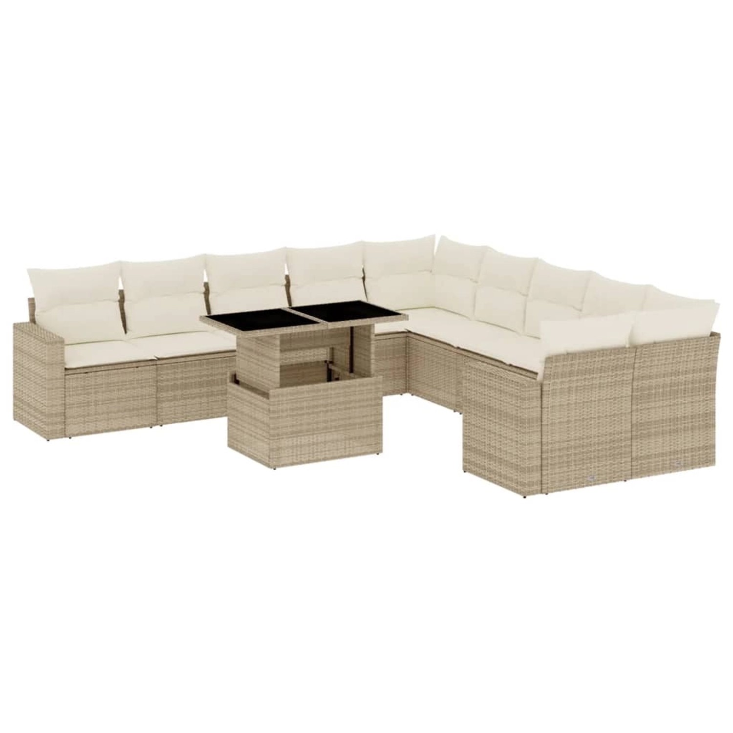 vidaXL 11-Tlg Garten-Sofagarnitur mit Kissen Beige Poly Rattan 3267538 günstig online kaufen