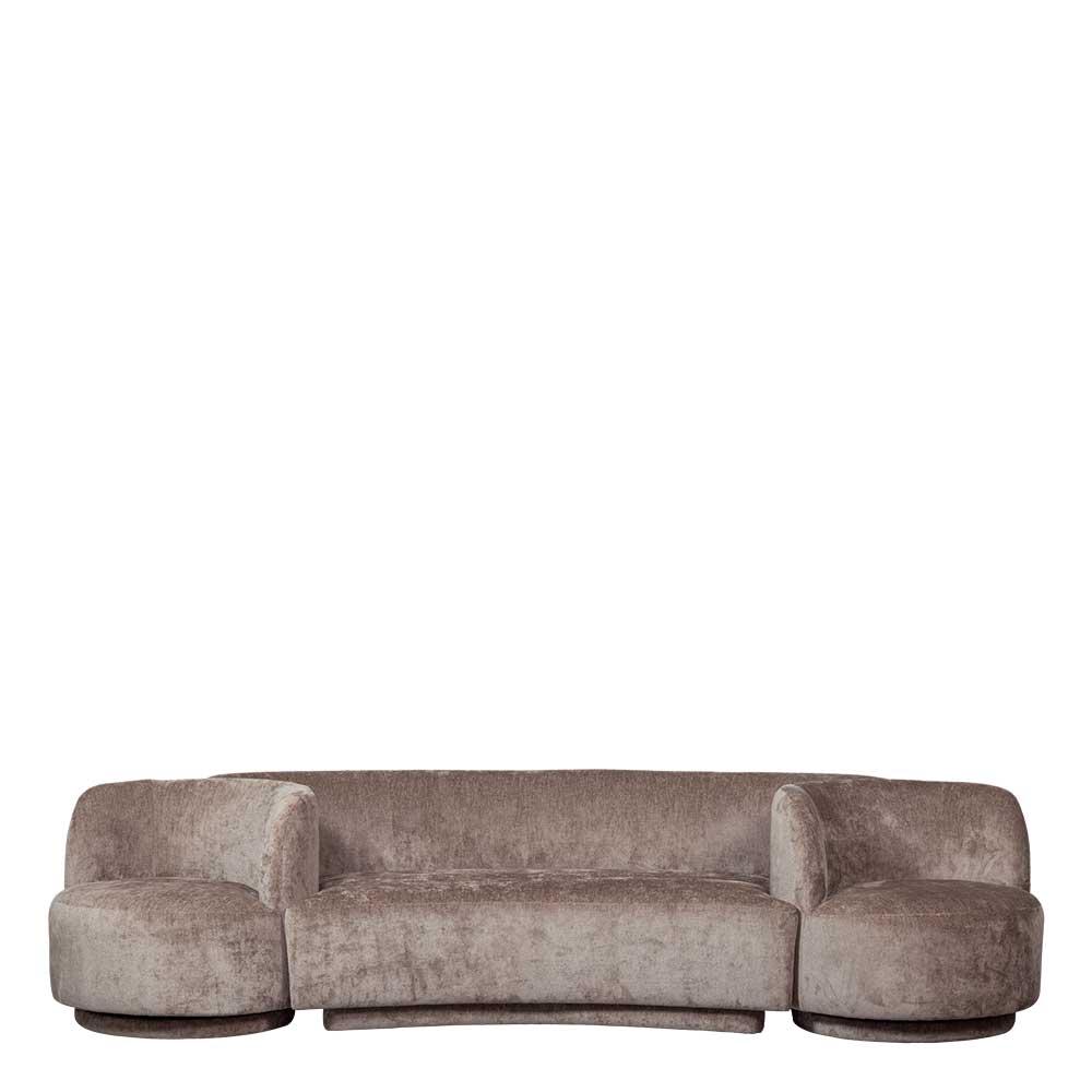 Sofa Couch aus Chenillegewebe in Taupe (dreiteilig) günstig online kaufen