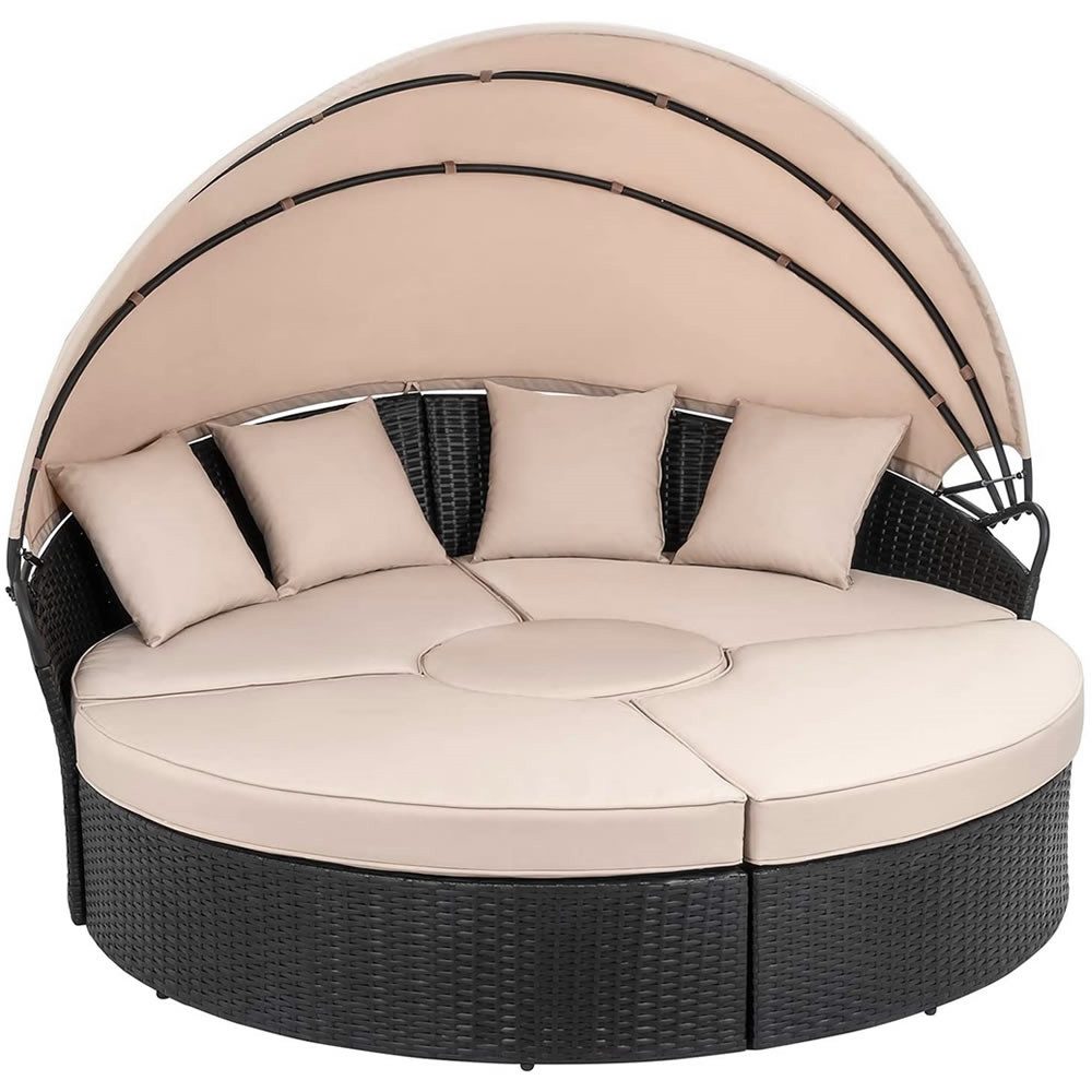 Mucola Gartenlounge-Set Sonneninsel 180CM Polyrattan Gartenmuschel günstig online kaufen