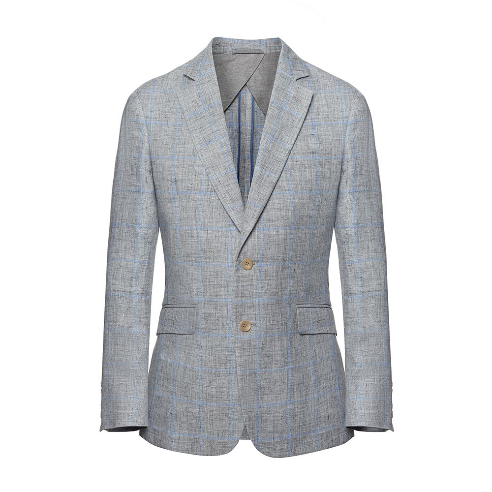 Hackett Mayfair Leinen-fensterscheiben-blazer 44 Light Grey / Blue günstig online kaufen