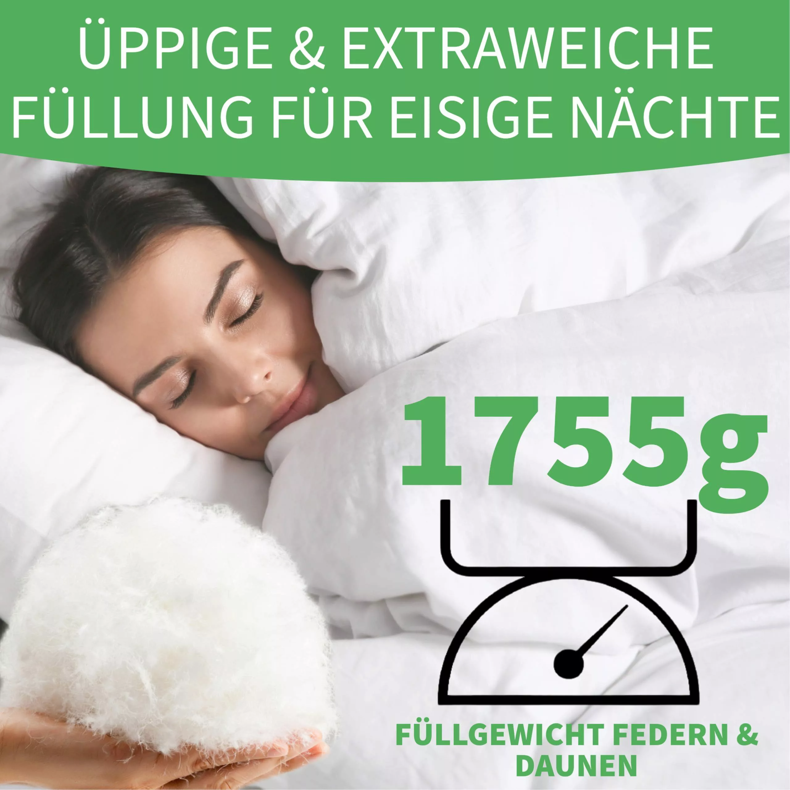 Welldora Daunenbettdecke, Komfort Allergiker Bettdecke Winter, günstig online kaufen
