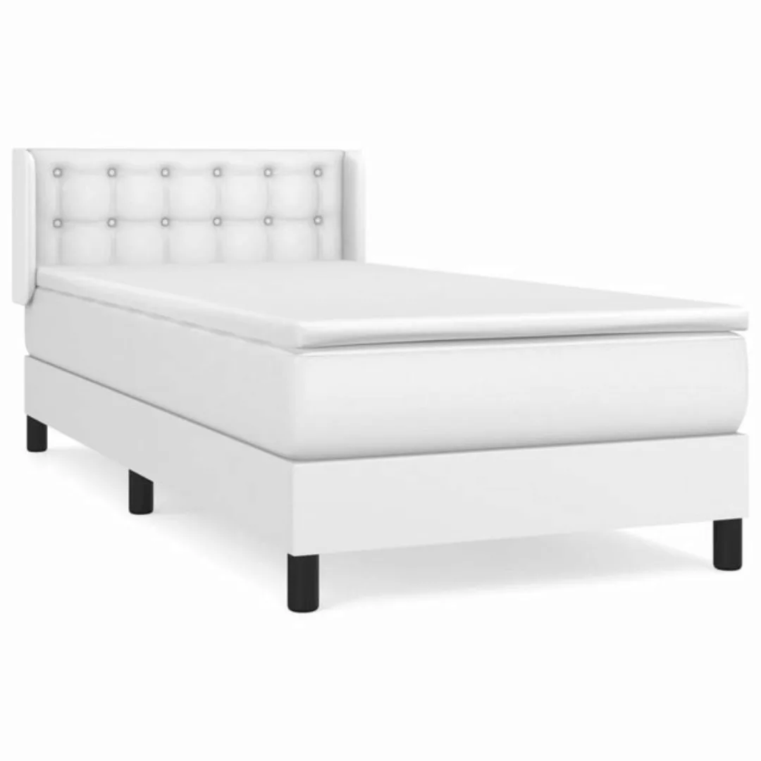 vidaXL Boxspringbett, Boxbett mit Matratze Weiß 80x200 cm Kunstleder günstig online kaufen