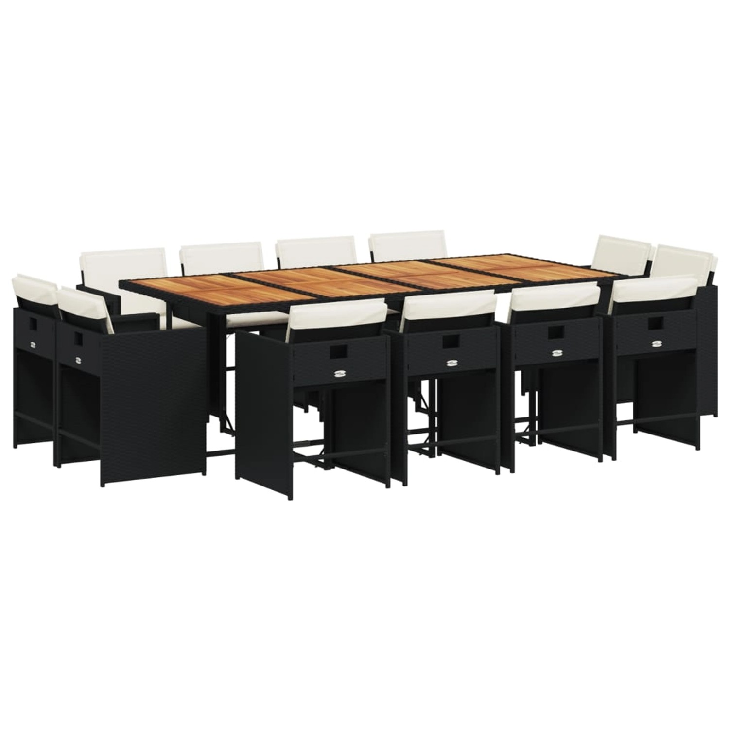 vidaXL 13-Tlg Garten-Essgruppe mit Kissen Schwarz Poly Rattan 3277994 günstig online kaufen