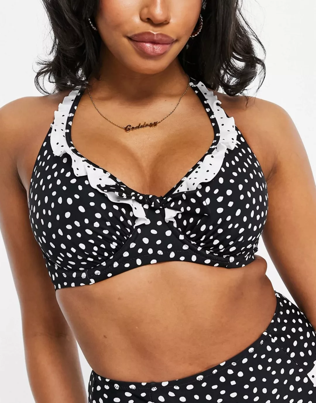 Pour Moi – Hotspots – Gepunktetes Neckholder-Bikinioberteil für die größere günstig online kaufen