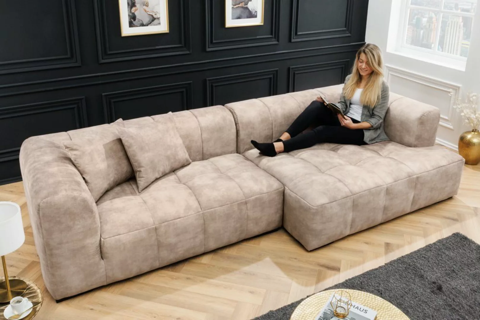 riess-ambiente Ecksofa ZERO GRAVITY 305cm champagner, Einzelartikel 1 Teile günstig online kaufen