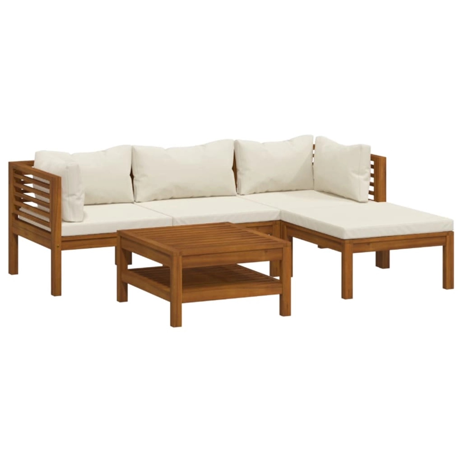 5-tlg. Garten-lounge-set Mit Creme Kissen Massivholz Akazie günstig online kaufen