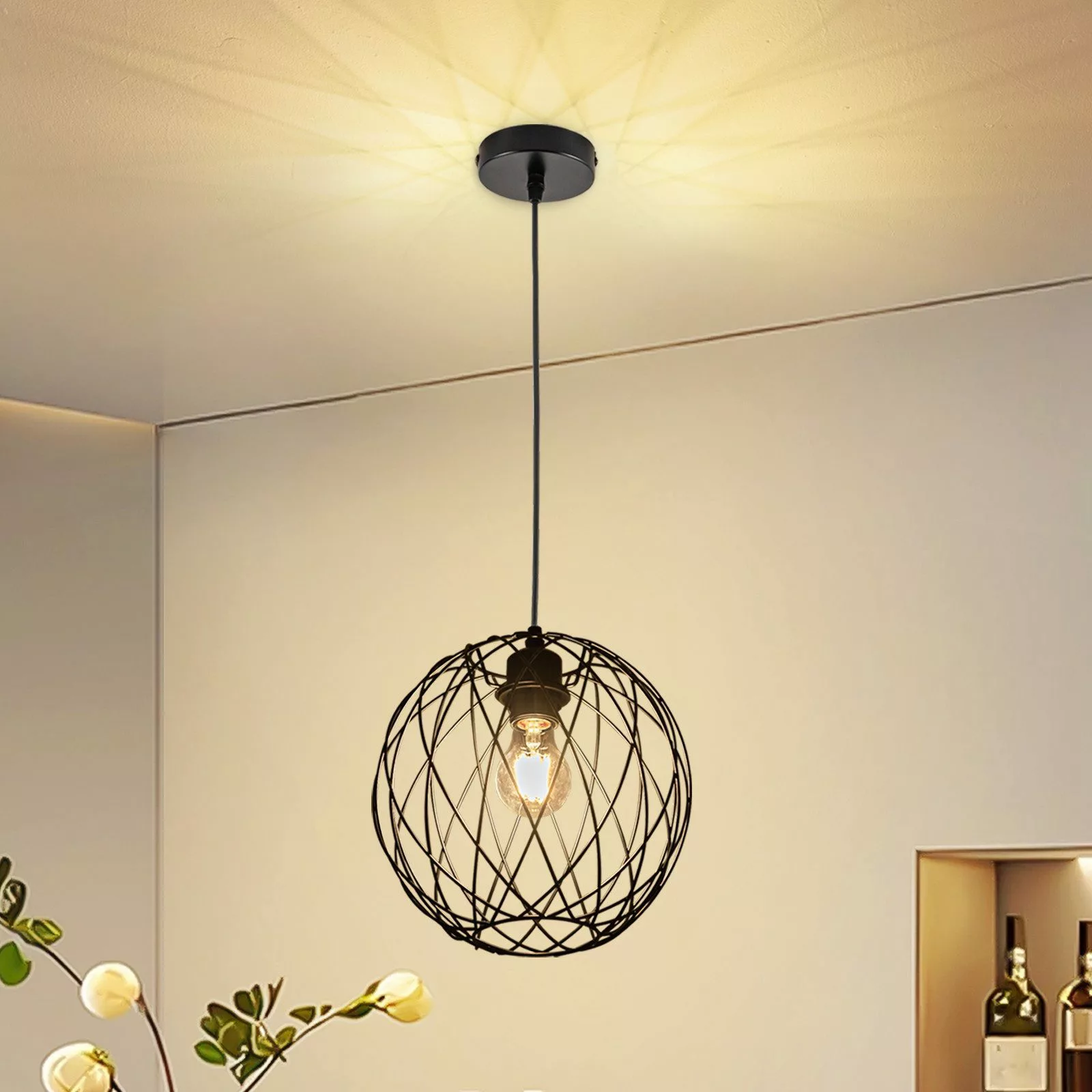 ZMH Pendelleuchte Esszimmer 120CM Schwarz Retro günstig online kaufen