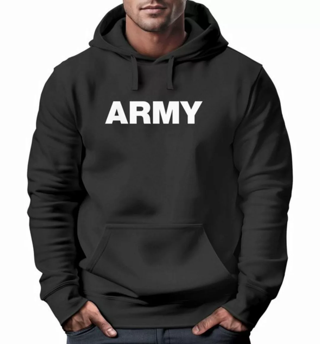 Neverless Hoodie Hoodie Herren Army Aufdruck Print Kapuzen-Pullover Männer günstig online kaufen