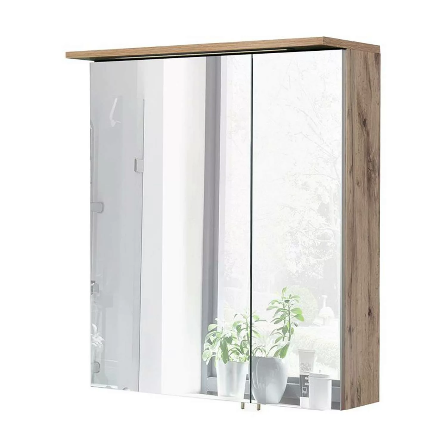 Spiegelschrank LIMA-04 Wotaneiche, LED, BxHxT: ca. 60x72,3x16/24cm günstig online kaufen