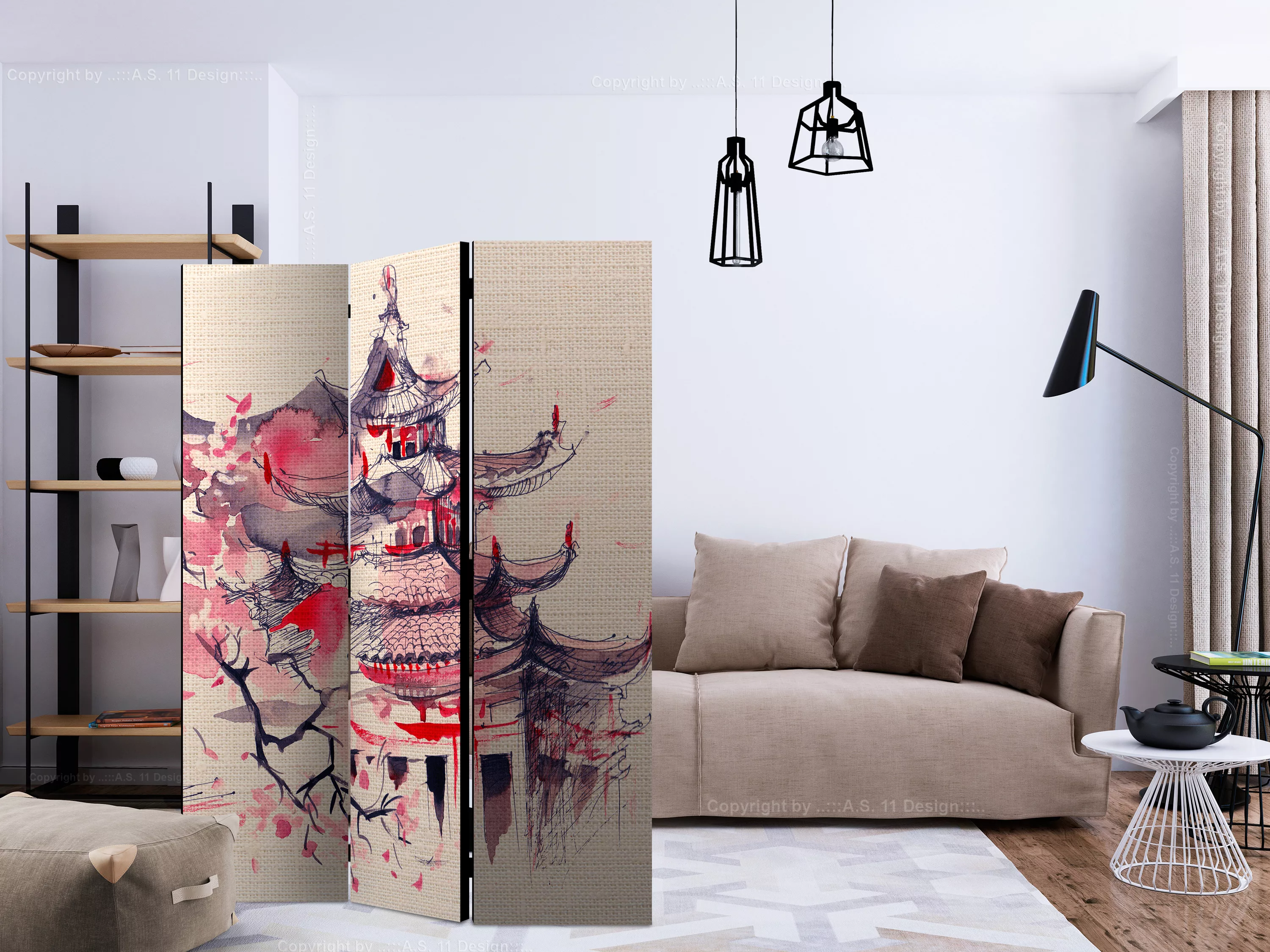 3-teiliges Paravent - Shogun House [room Dividers] günstig online kaufen