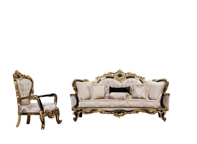 JVmoebel Sofa Sofagarnitur Klassische Luxus Sofas Sessel Wohnzimmer set, 2 günstig online kaufen