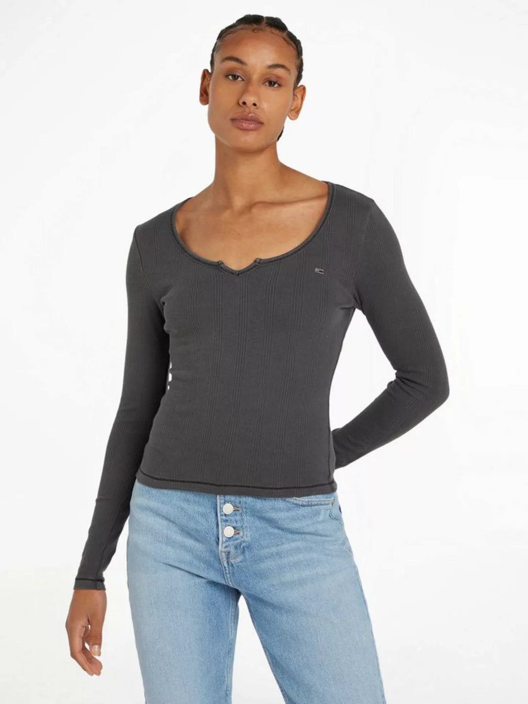 Tommy Jeans Langarmshirt TJW SLIM NECKLINE DETAIL GMD LS mit Detail an am A günstig online kaufen