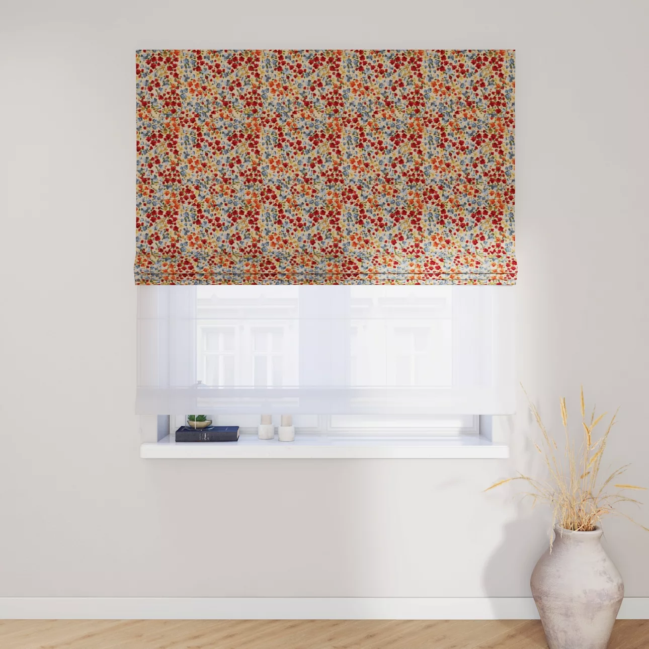 Dekoria Doppelraffrollo Duo, dunkelblau-rot, 110 x 150 cm günstig online kaufen