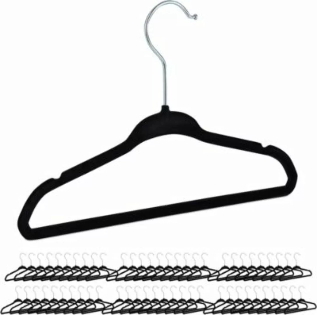 relaxdays 60 x Kinderkleiderbügel Samt schwarz günstig online kaufen