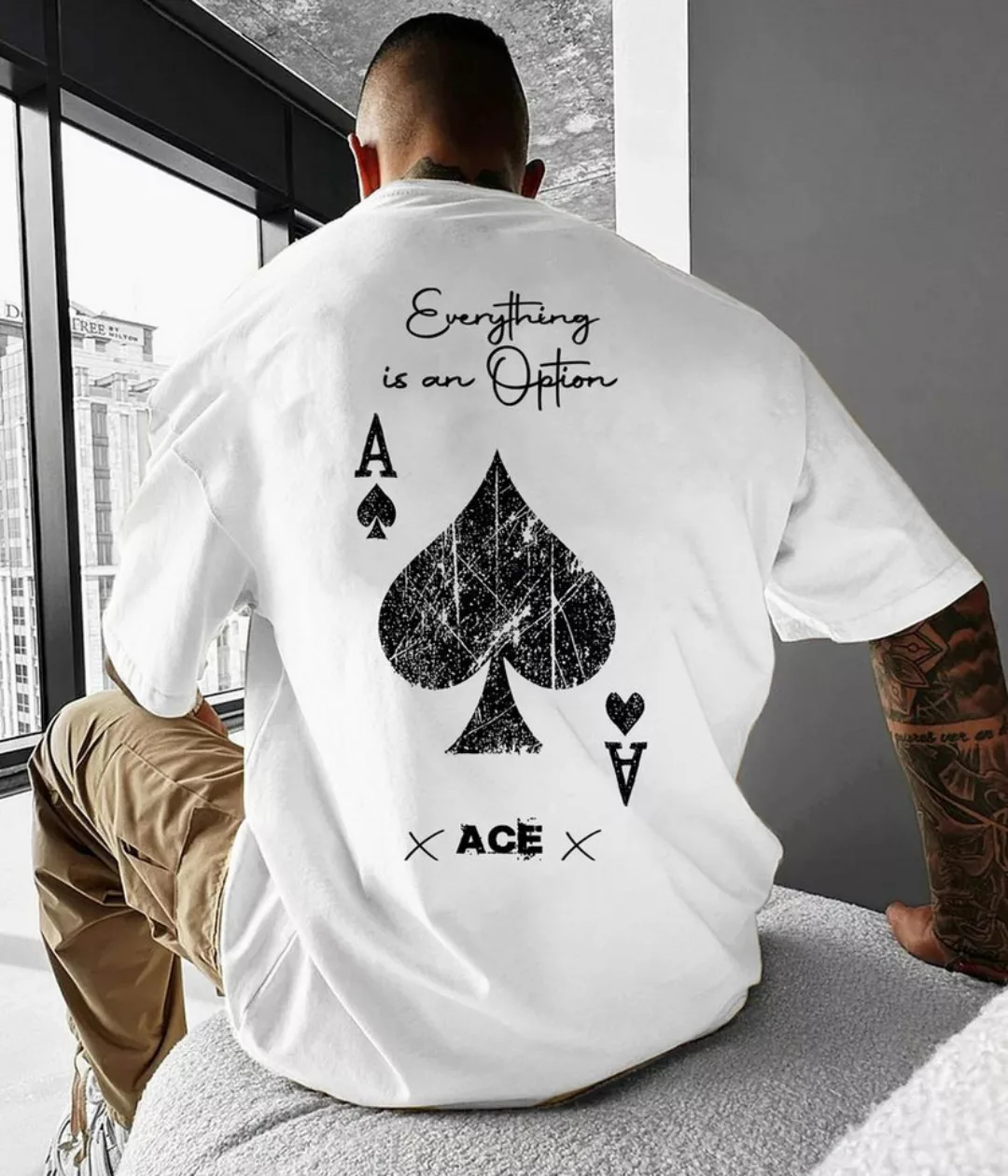 RMK T-Shirt Herren T-Shirt Rundhals Basic Freizeit Poker Ass Ace aus Baumwo günstig online kaufen