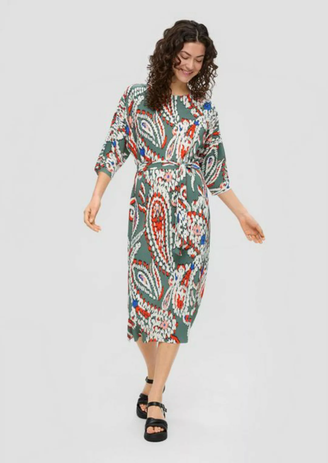 s.Oliver Maxikleid Midi-Kleid mit Plisseefalten günstig online kaufen