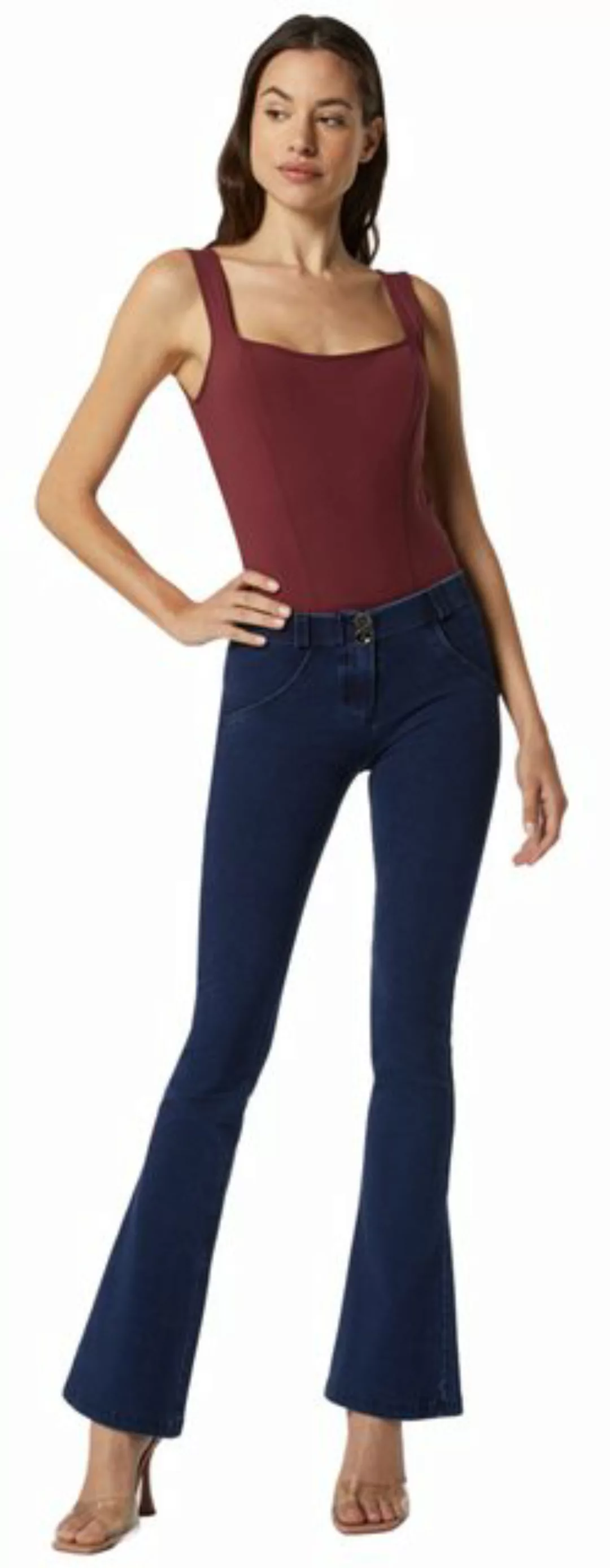 Freddy Jeggings WRUP47RF412, normaler Taillenbund und Bootcut-Saum aus Deni günstig online kaufen