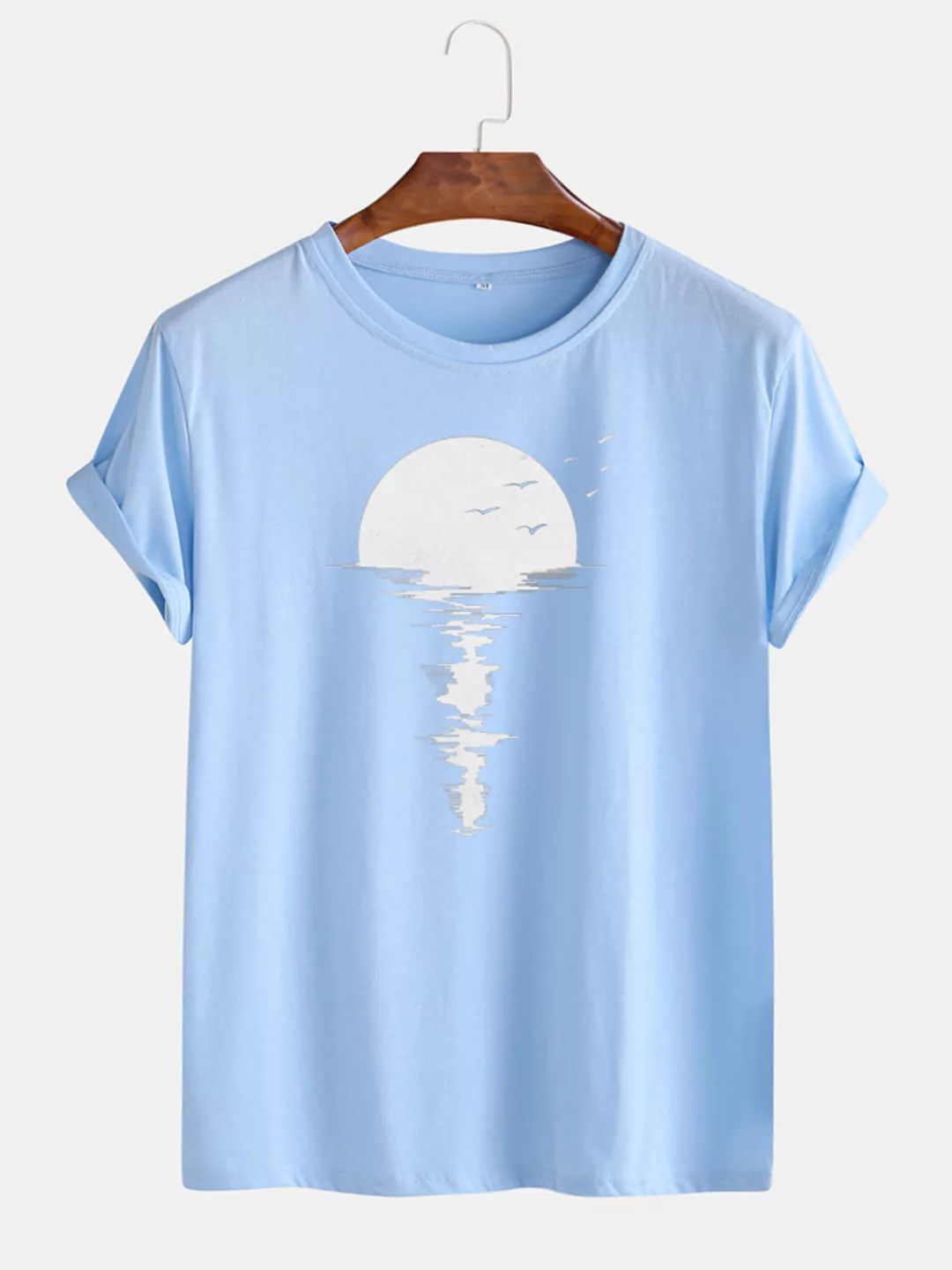 Mens Cotton Birds Scenery Bedruckte Rundhals-Casual-Kurzarm-T-Shirts günstig online kaufen