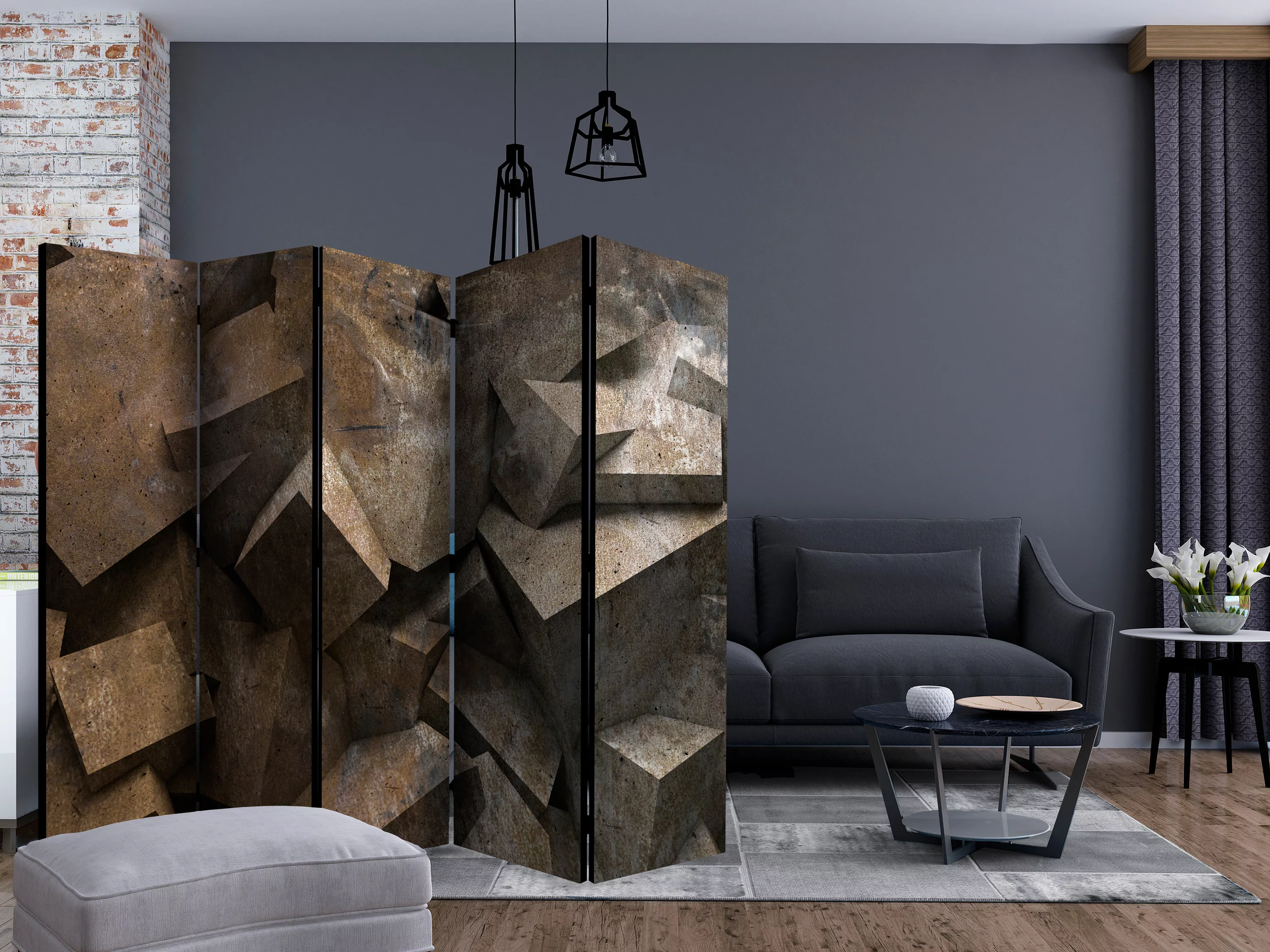 5-teiliges Paravent - Stone Steps Ii [room Dividers] günstig online kaufen