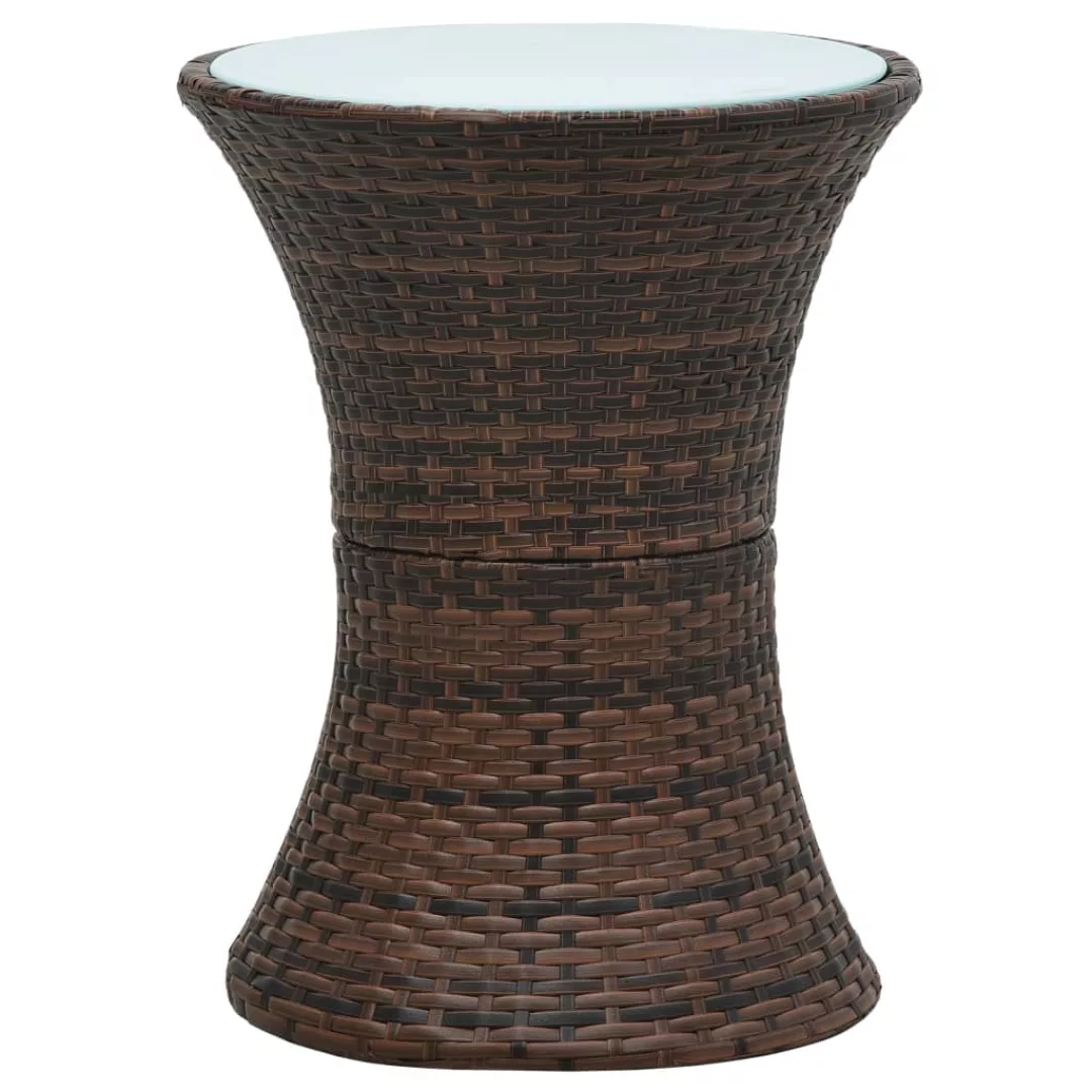 Garten-beistelltisch Trommelform Braun Poly Rattan günstig online kaufen