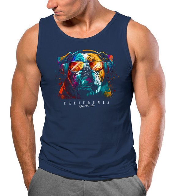 Neverless Tanktop Herren Tank-Top Print California Bulldog Musik Kunst Moti günstig online kaufen