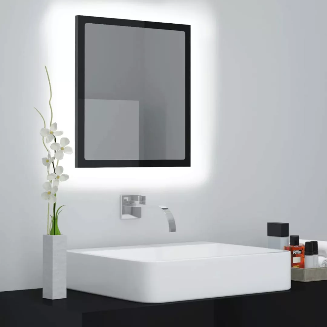 Led-badspiegel Hochglanz-schwarz 40x8,5x37 Cm Spanplatte günstig online kaufen