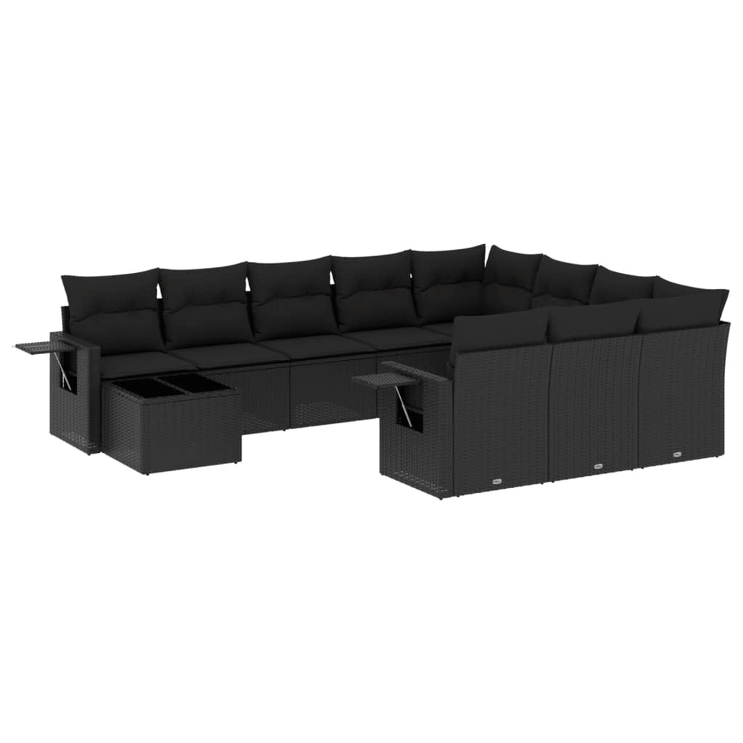 vidaXL 11-Tlg Garten-Sofagarnitur mit Kissen Schwarz Poly Rattan 3220724 günstig online kaufen