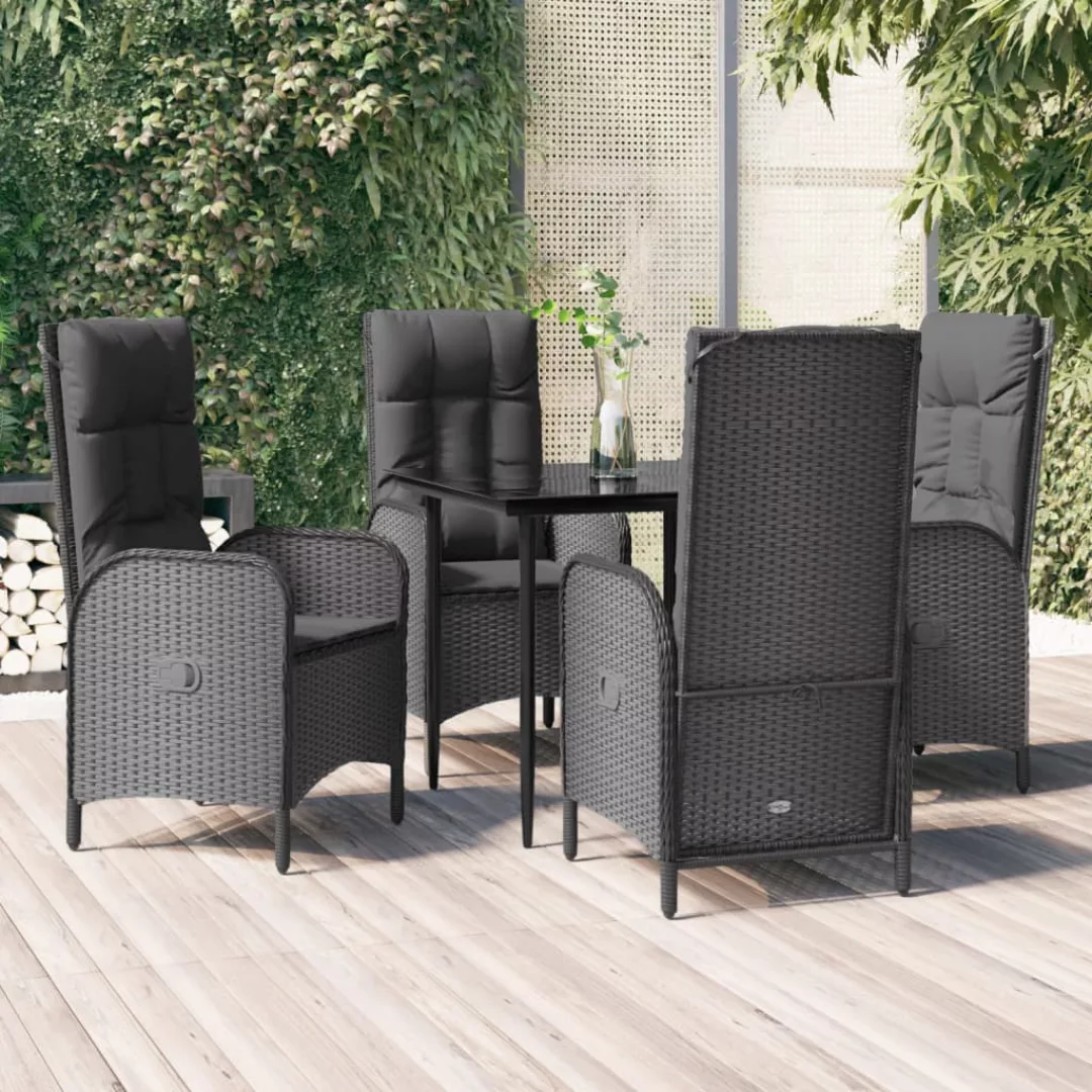 Vidaxl 5-tlg. Garten-lounge-set Mit Kissen Schwarz Poly Rattan günstig online kaufen