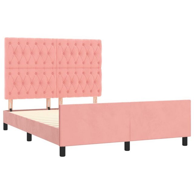 vidaXL Bettgestell Bettrahmen mit Kopfteil Rosa 140x190 cm Samt Bett Bettge günstig online kaufen