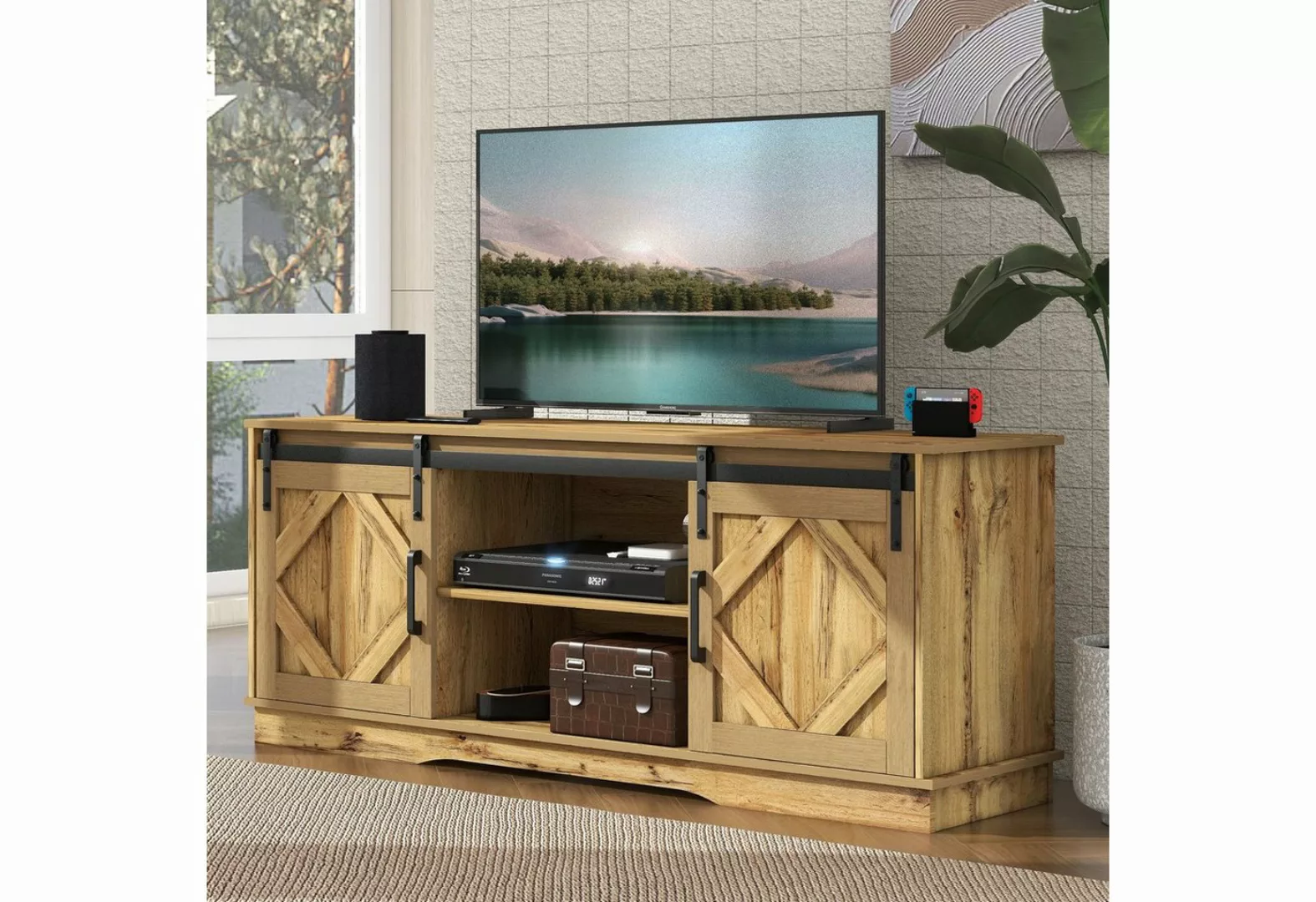 Odikalo TV-Schrank TV Stand Sideboard mit 2 Schiebetüren, einstellbare Rega günstig online kaufen