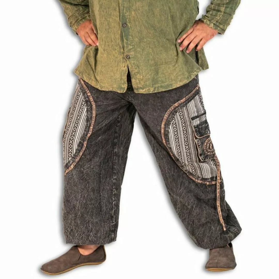 KUNST UND MAGIE Cargohose Stonewashed Cargohose Hippie Goa Cargo Hose Plude günstig online kaufen