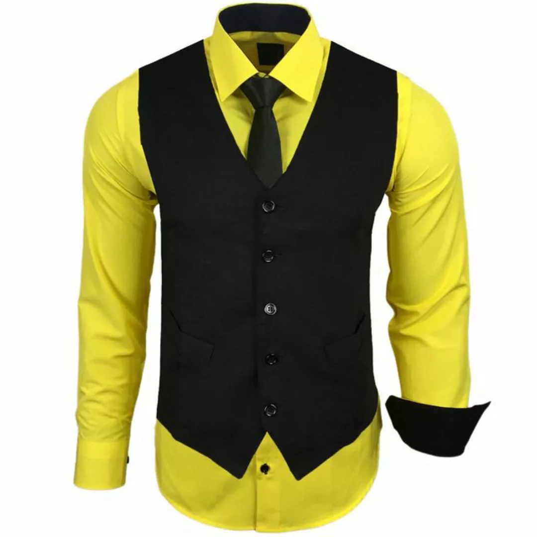 Baxboy Langarmhemd Baxboy Langarmhemd Herren-Hemd Slim-Fit Hemd + Weste + K günstig online kaufen