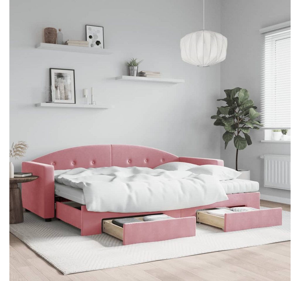 vidaXL Gästebett Gästebett Tagesbett Ausziehbar mit Schubladen Rosa 80x200 günstig online kaufen