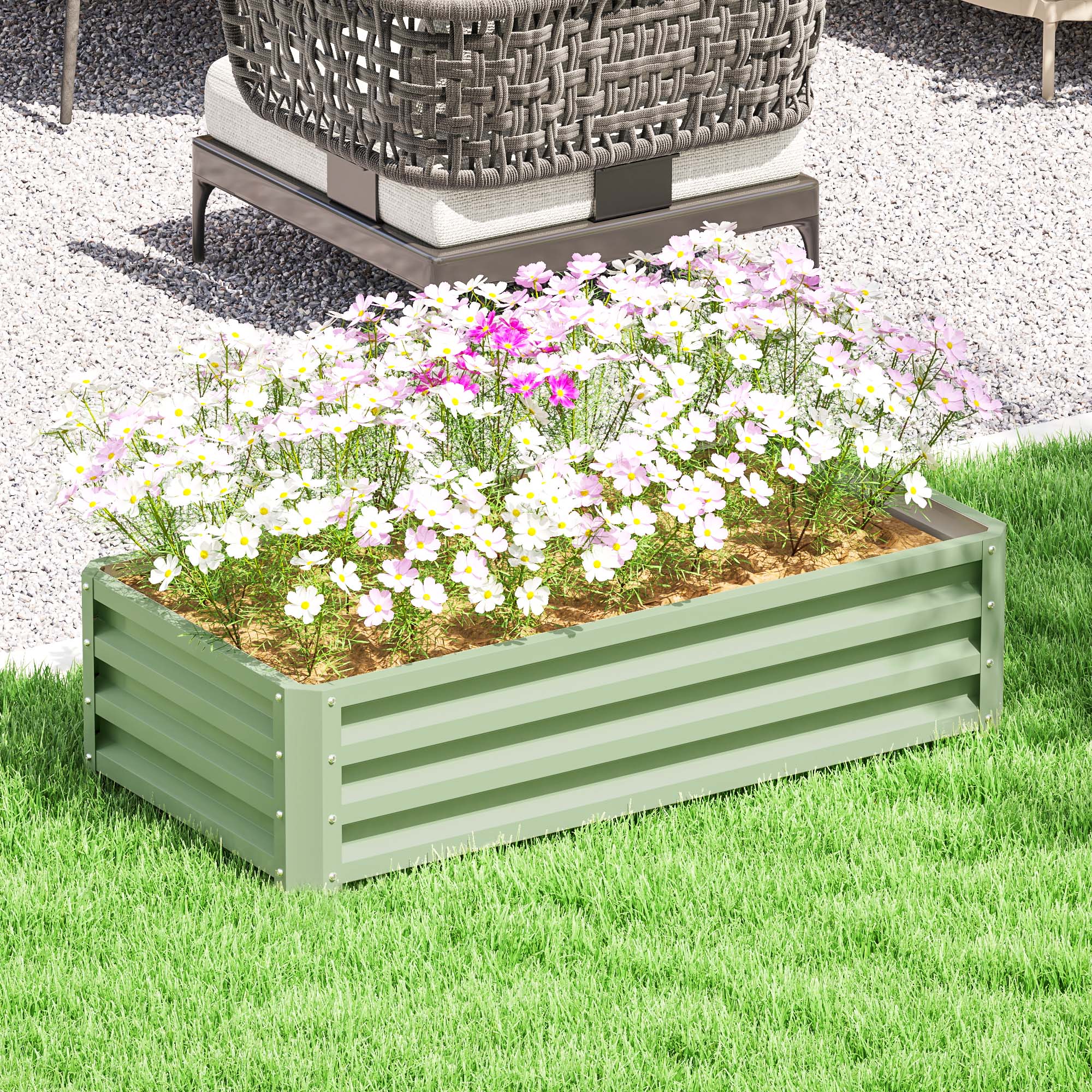 Outsunny Hochbeet aus Stahl, Wetterbeständig Pflanzbeet Frühbeet Gartenbeet günstig online kaufen