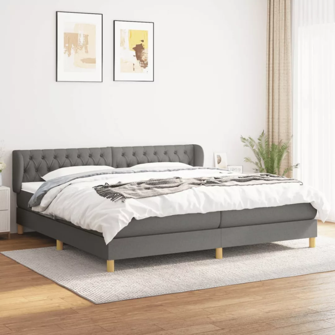 vidaXL Bettgestell Boxspringbett mit Matratze Dunkelgrau 200x200 cm Stoff B günstig online kaufen