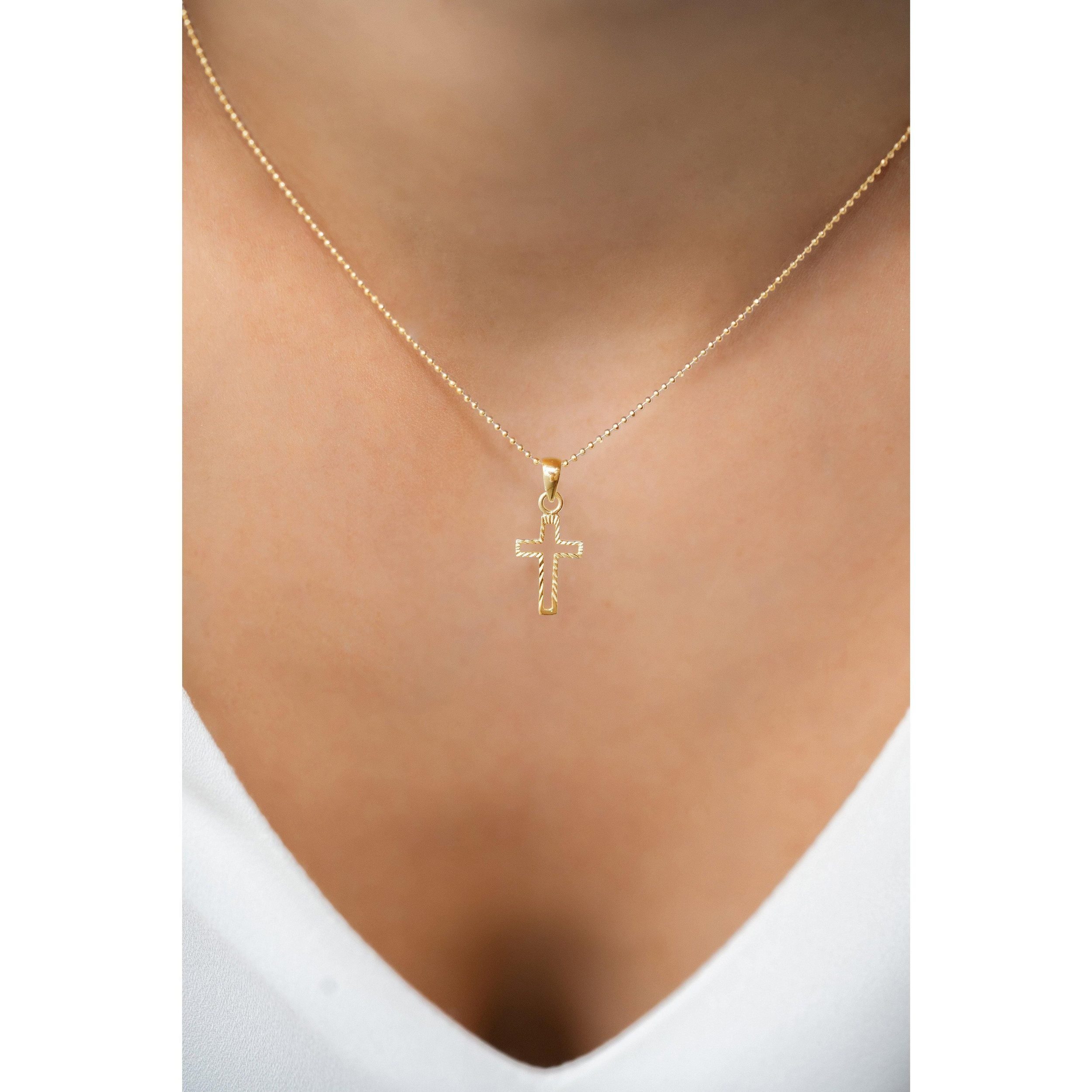 iz-el Silberkette Kette Gold KREUZ GLITZER, günstig online kaufen