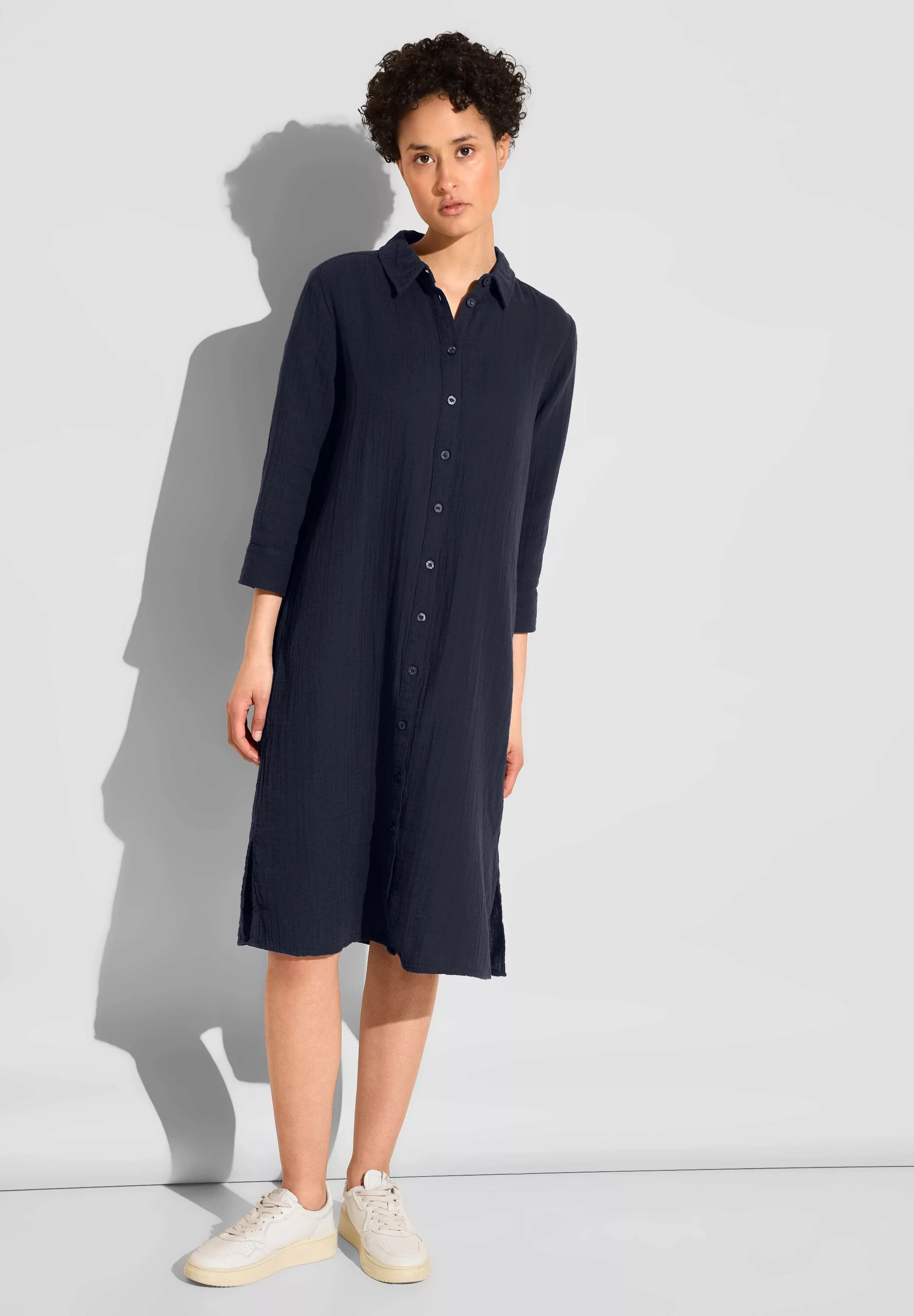 STREET ONE Sommerkleid QR muslin shirt Dress_solid, deep blue günstig online kaufen