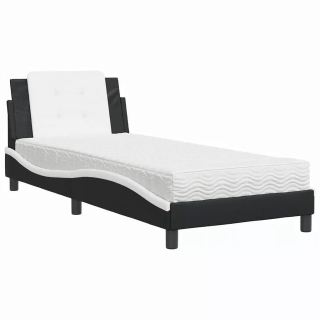 vidaXL Bett Bett mit Matratze Weiß und Schwarz 90x190 cm Kunstleder günstig online kaufen