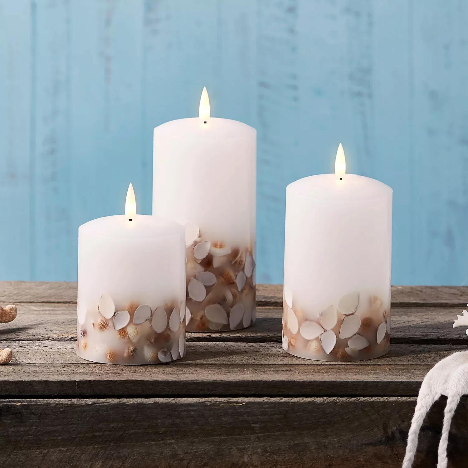 TruGlow® LED Kerzen Trio Muscheln mit Fernbedienung günstig online kaufen