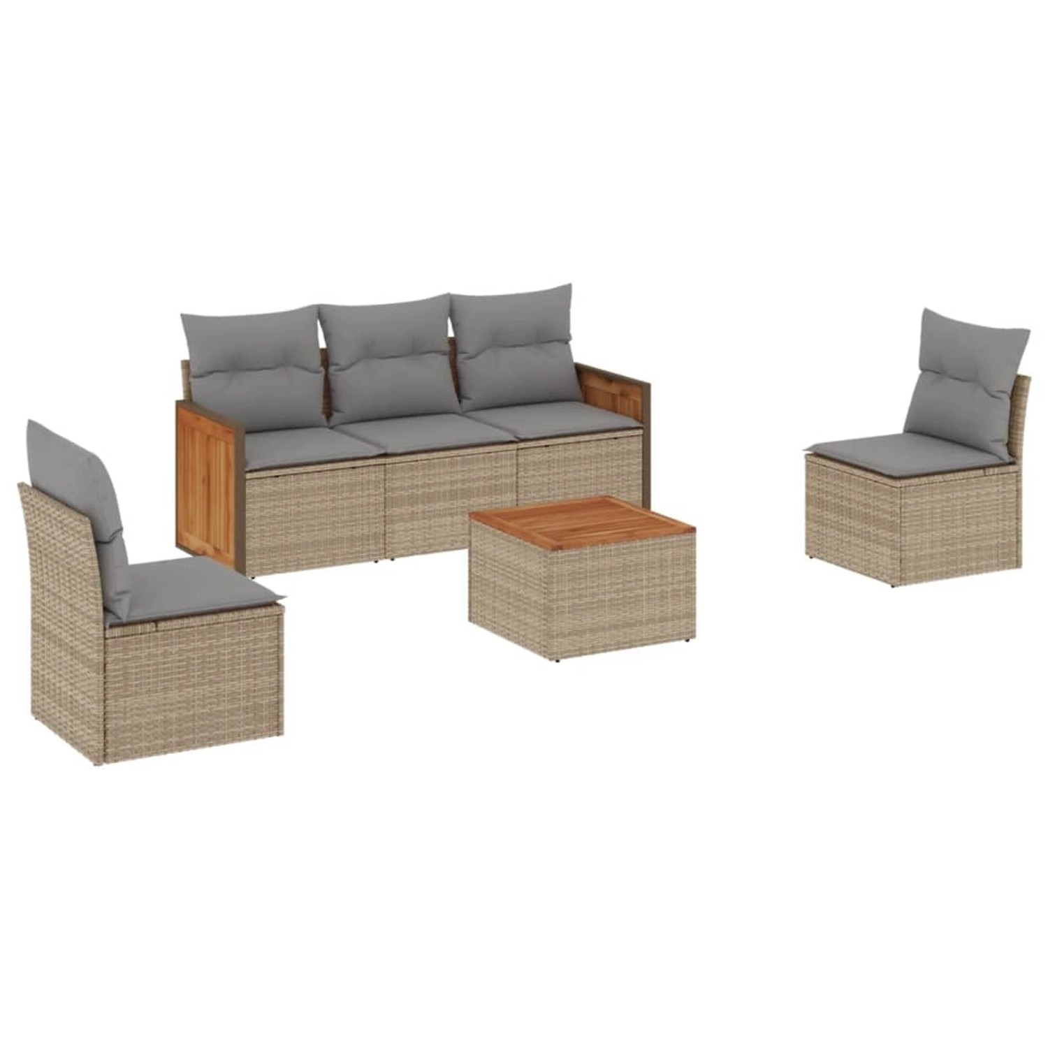 vidaXL 6-Tlg Garten-Sofagarnitur mit Kissen Beige Poly Rattan 3259938 günstig online kaufen